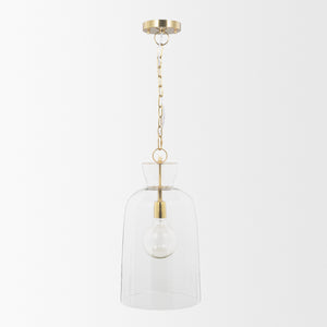 Sadah Tall Clear Blown Glass w/ Gold Metal Pendant Light shown from another angle.
