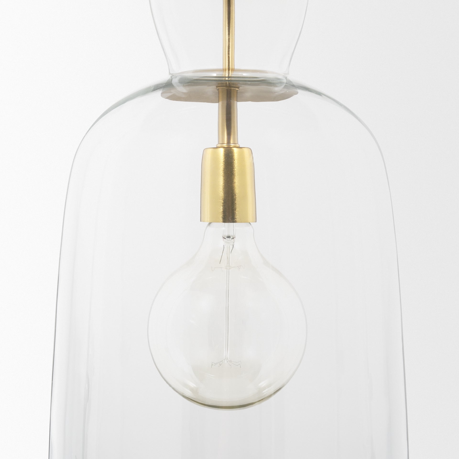 Sadah Tall Clear Blown Glass w/ Gold Metal Pendant Light shown from another angle.