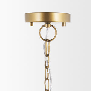 Sanne Antiqued Gold Metal w/ Silver Foil Large Pendant Light shown from a different angle to reveal its silhouette.