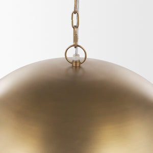Sanne Antiqued Gold Metal w/ Silver Foil Large Pendant Light viewed from the side.