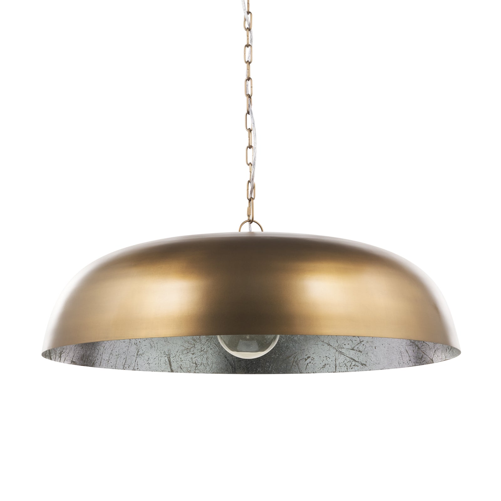 Sanne Antiqued Gold Metal w/ Silver Foil Wide Pendant Light — a Mercana pendant light at Laurie Yapp Home.