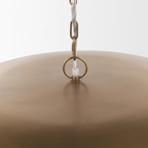 Sanne Antiqued Gold Metal w/ Silver Foil Wide Pendant Light viewed from the side.