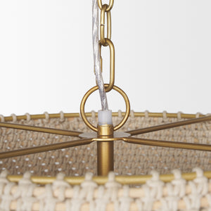 Tosha 1-Light Tapered Cotton Rope Drum Pendant viewed from the side.