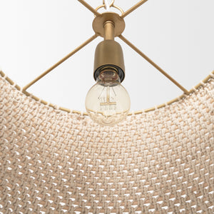 Profile view of the Tosha 1-Light Tapered Cotton Rope Drum Pendant.