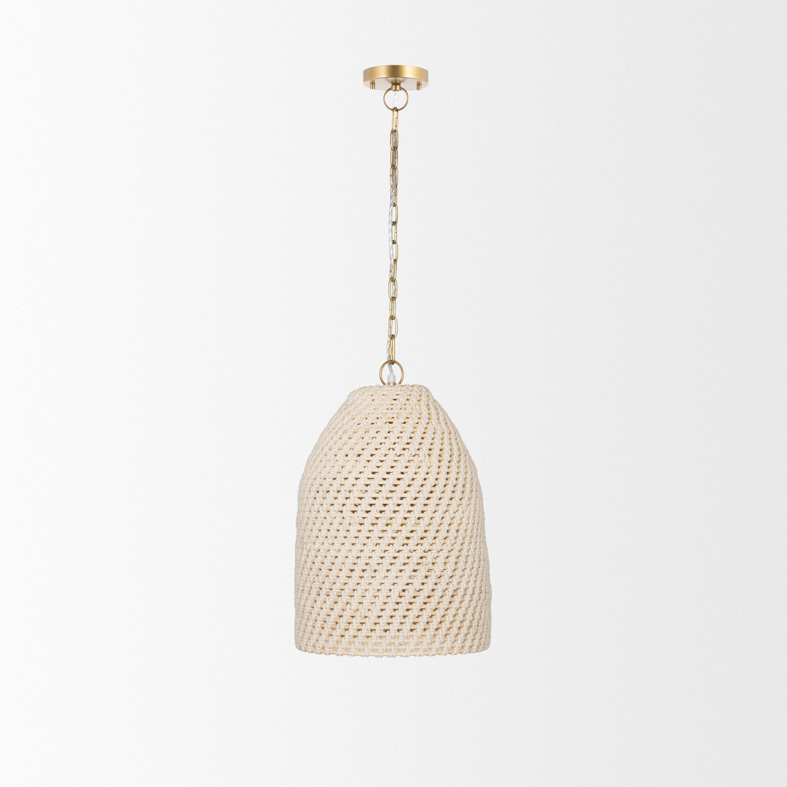Tosha 1-Light Cotton Rope Bell Pendant — a Mercana pendant light at Laurie Yapp Home.