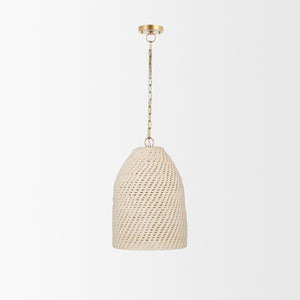 Tosha 1-Light Cotton Rope Bell Pendant shown from another angle.
