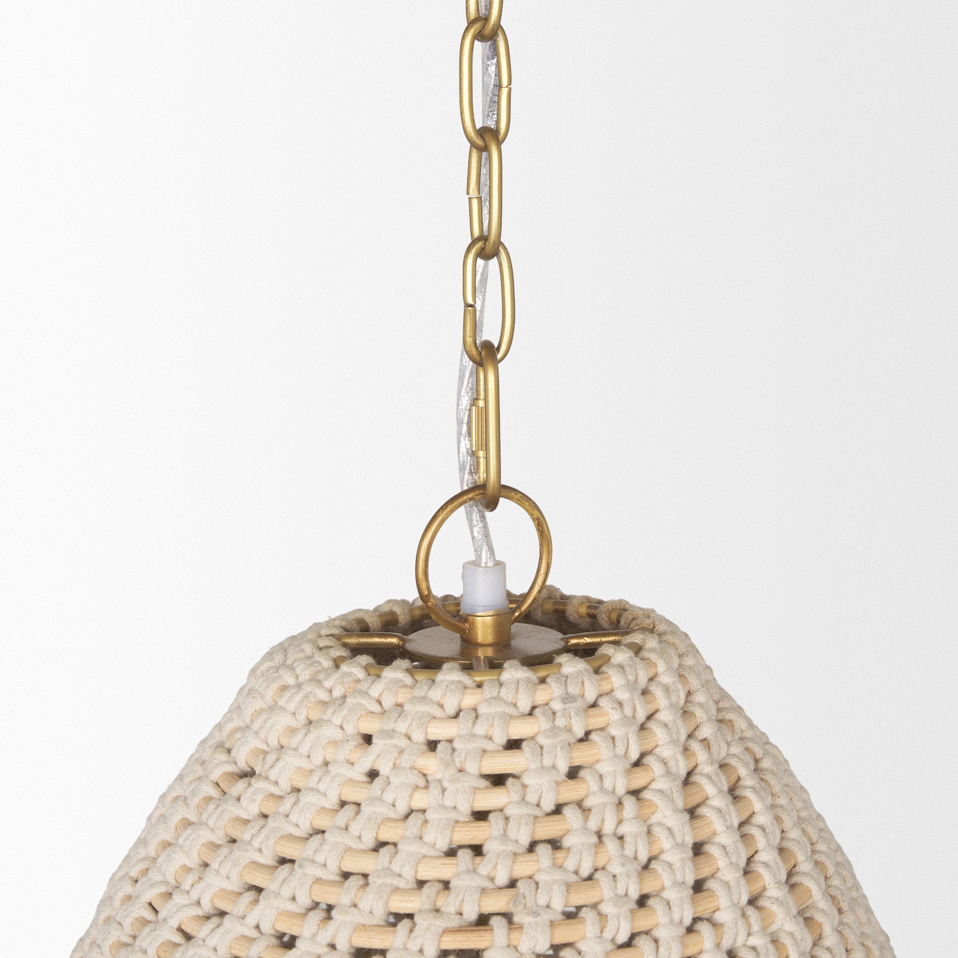 Profile view of the Tosha 1-Light Cotton Rope Bell Pendant.