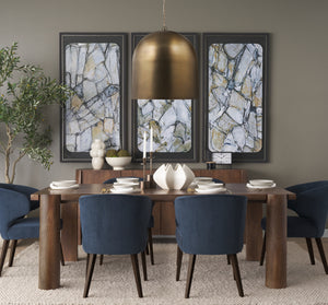 Sanne Antiqued Gold Metal w/ Silver Foil Large Pendant Light viewed from the side.