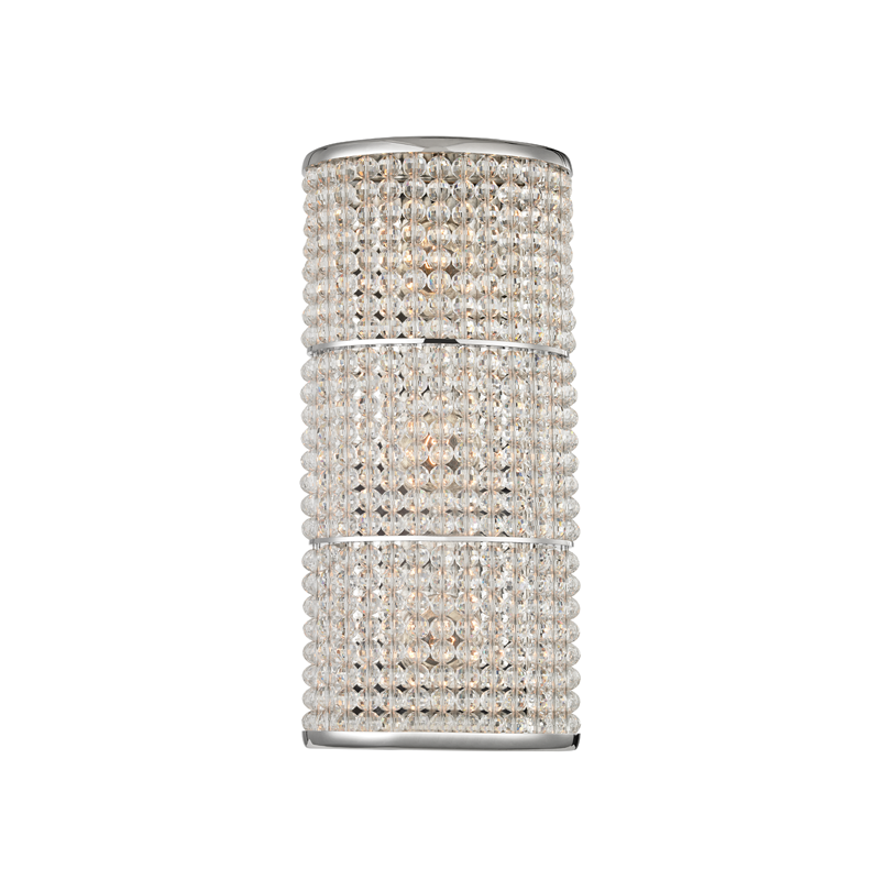 Sherrill Wall Sconce 14.75" in polished nickel — a Hudson Valley wall sconce for bathrooms, hallways, and living rooms at Laurie Yapp Home.