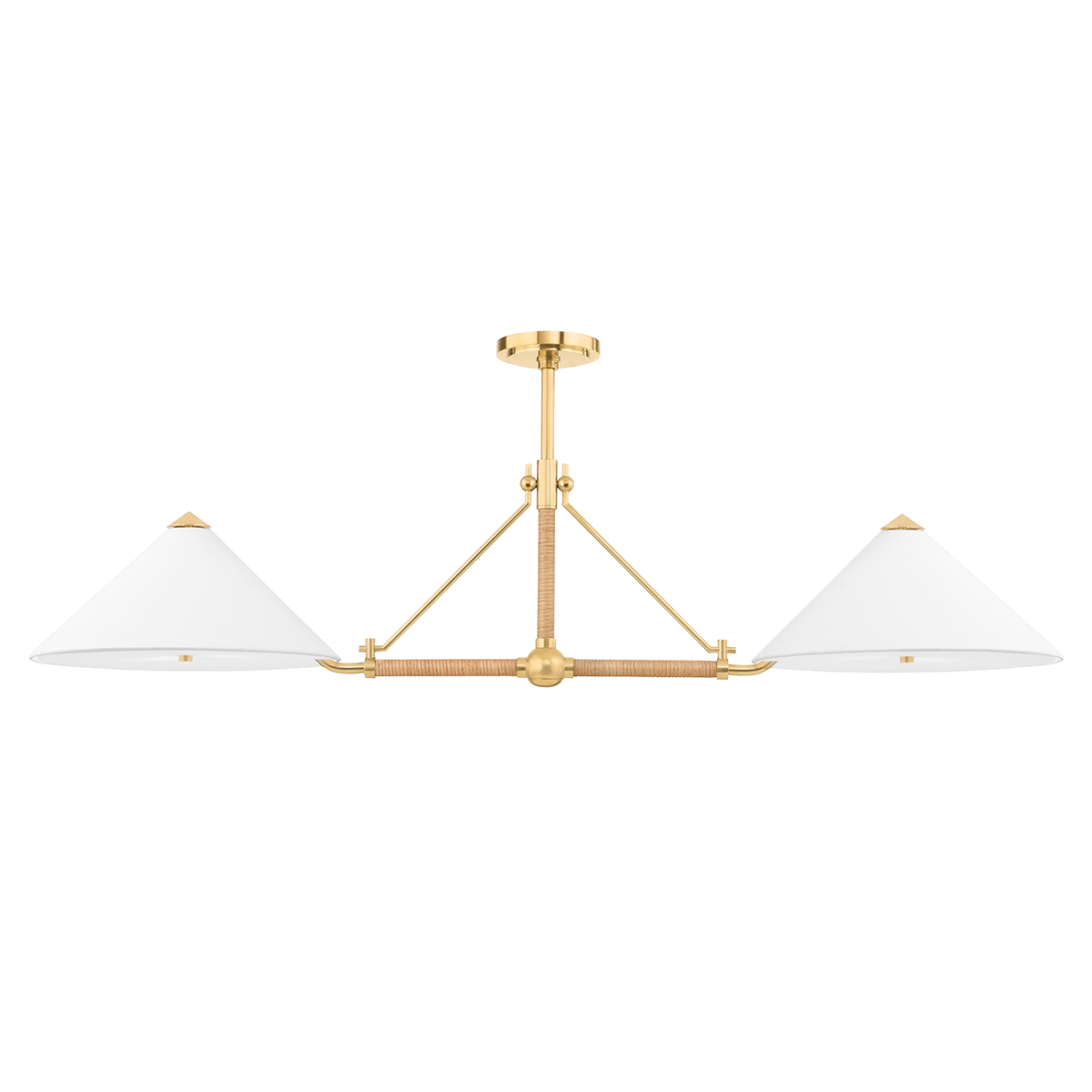 Williamsburg Linear in aged brass — a Hudson Valley linear for dining rooms, kitchen islands, and long consoles at Laurie Yapp Home.