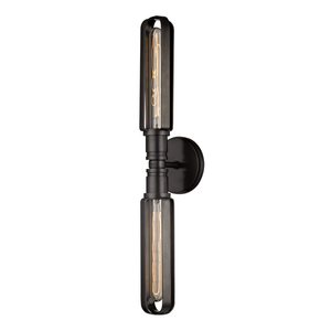 Red Hook Wall Sconce in Aged Brass shown from a second angle to highlight the arm curve and shade silhouette.