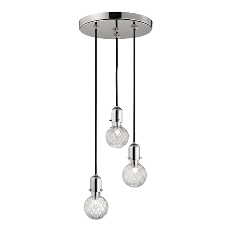 Marlow Pendant 10" in polished nickel shown from a second angle to highlight the shade shape and metal detail.