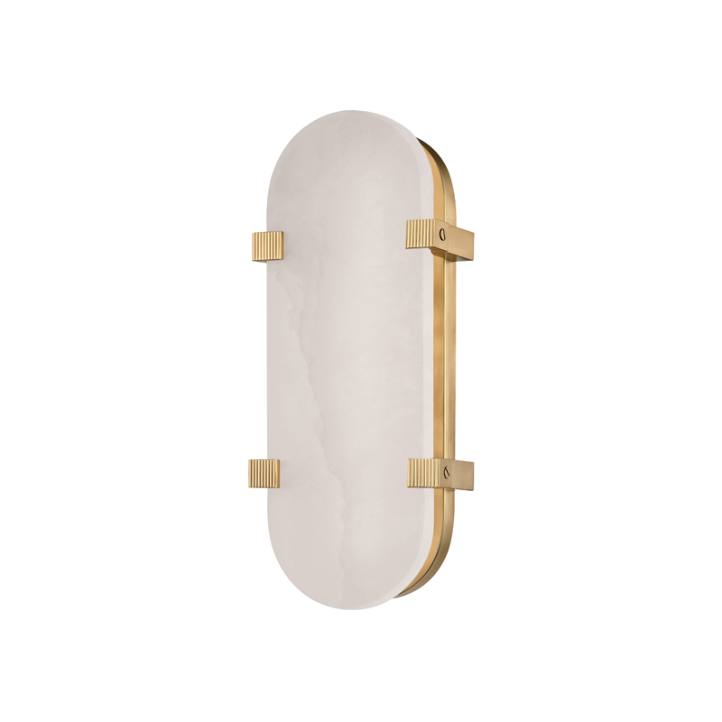 Skylar Wall Sconce 5.75" x 13.75" in aged brass — a Hudson Valley wall sconce for bathrooms, hallways, and living rooms at Laurie Yapp Home.
