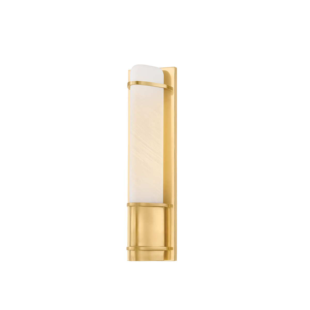 Tottenville Wall Sconce 4.25" x 16.25" in aged brass — a Hudson Valley wall sconce for bathrooms, hallways, and living rooms at Laurie Yapp Home.