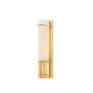 Tottenville Wall Sconce 4.25" x 16.25" in aged brass — a Hudson Valley wall sconce for bathrooms, hallways, and living rooms at Laurie Yapp Home.