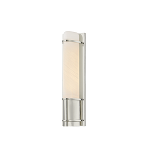 Tottenville Wall Sconce 4.25" x 16.25" in polished nickel shown from a second angle to highlight the arm curve and shade silhouette.