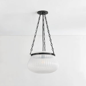 Close-up of the Granby Pendant 17" in bronze showing the shade shape and metal detail.
