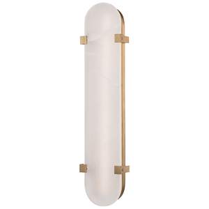 Skylar Wall Sconce 5.75" x 24.75" in aged brass — a Hudson Valley wall sconce for bathrooms, hallways, and living rooms at Laurie Yapp Home.