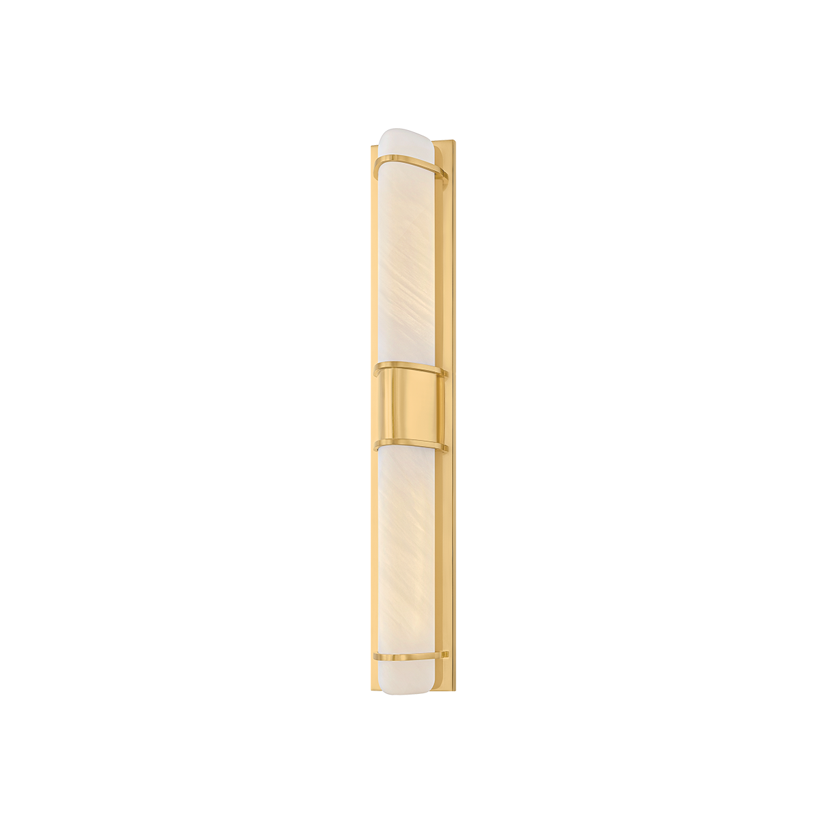 Tottenville Wall Sconce 4.25" x 27" in aged brass — a Hudson Valley wall sconce for bathrooms, hallways, and living rooms at Laurie Yapp Home.
