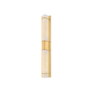 Tottenville Wall Sconce 4.25" x 27" in aged brass — a Hudson Valley wall sconce for bathrooms, hallways, and living rooms at Laurie Yapp Home.