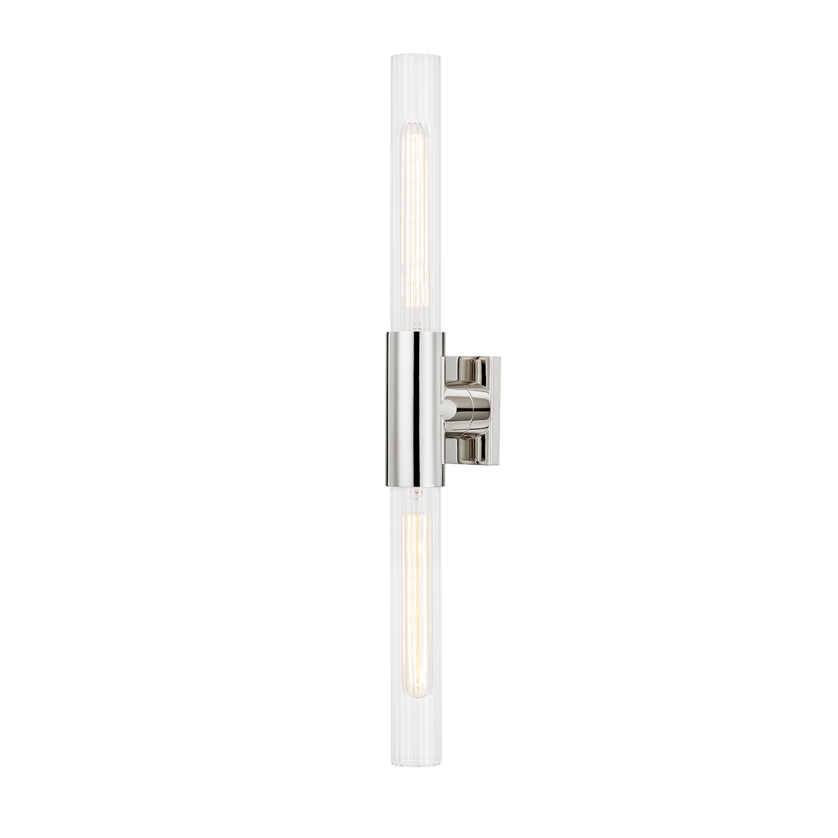 Asher Wall Sconce 4.25" in polished nickel shown from the front to reveal the arm curve and shade silhouette.