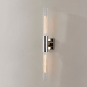 Close-up of the Asher Wall Sconce 4.25" in polished nickel showing the arm curve and shade silhouette.