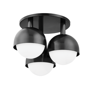 Foster Semi Flush in bronze shown from a second angle to highlight the shade profile and mounting canopy.