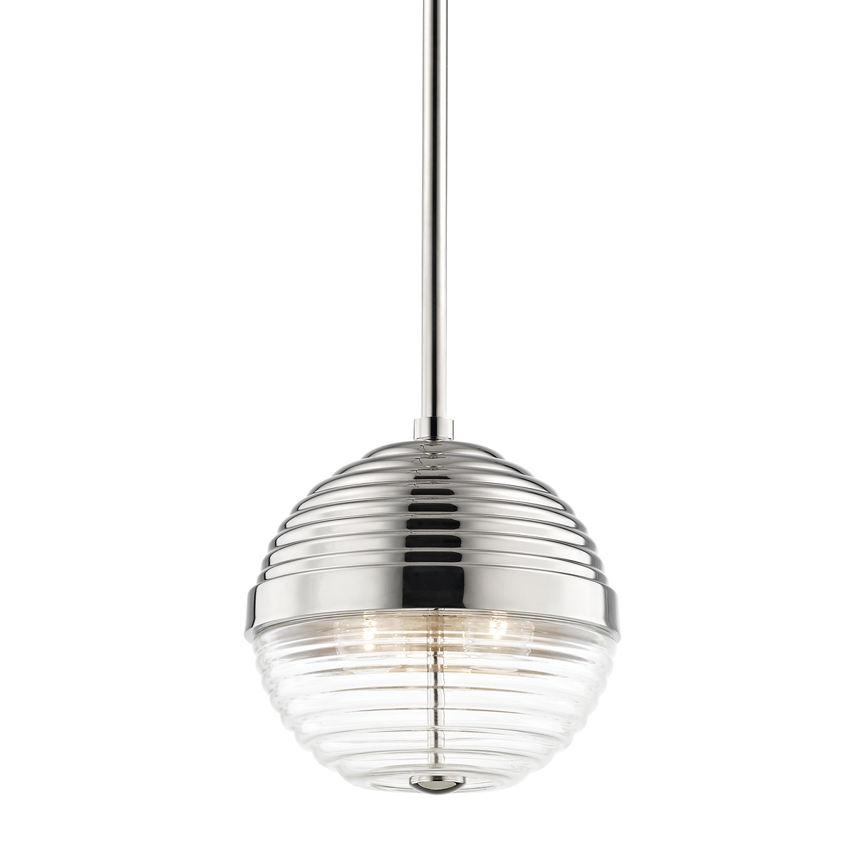Easton Pendant 10.25" in polished nickel shown from a second angle to highlight the shade shape and metal detail.