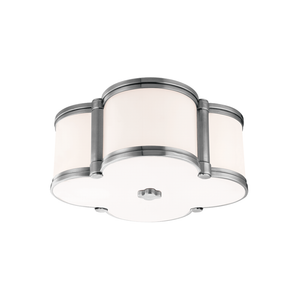 Chandler Flush Mount 12.5" in polished nickel shown from the front to reveal the shade profile and mounting canopy.