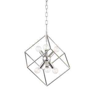 Roundout Pendant 16.75" in polished nickel shown from a second angle to highlight the shade shape and metal detail.