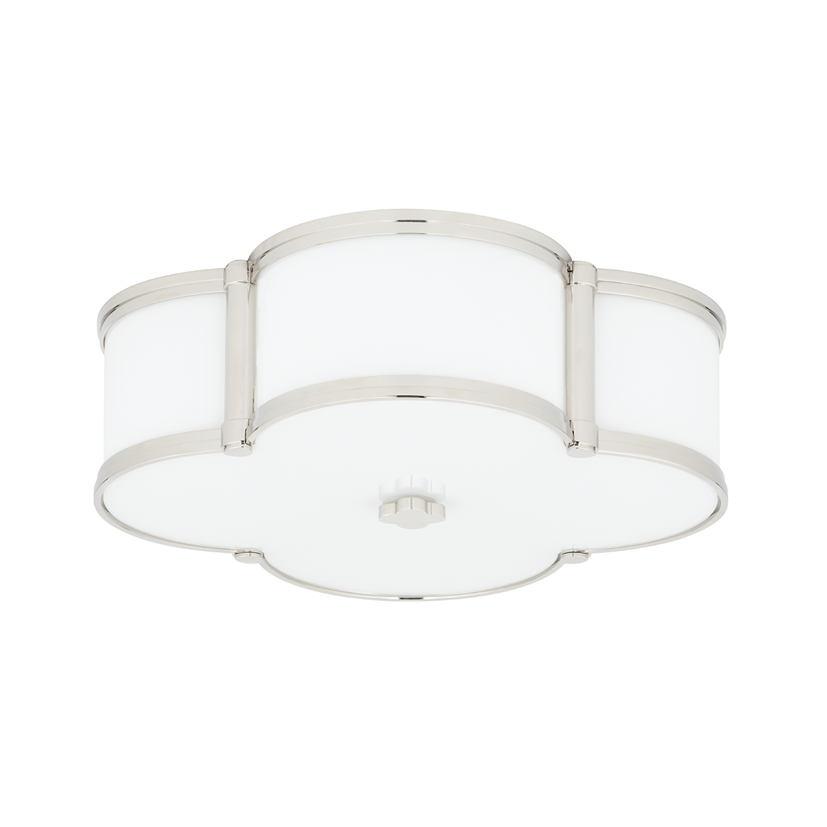 Chandler Flush Mount 16.75" in polished nickel shown from a second angle to highlight the shade profile and mounting canopy.