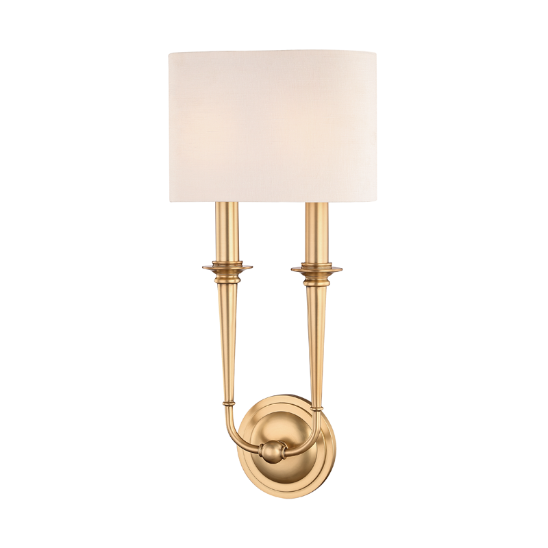 Lourdes Wall Sconce 9.5" in aged brass — a Hudson Valley wall sconce for bathrooms, hallways, and living rooms at Laurie Yapp Home.