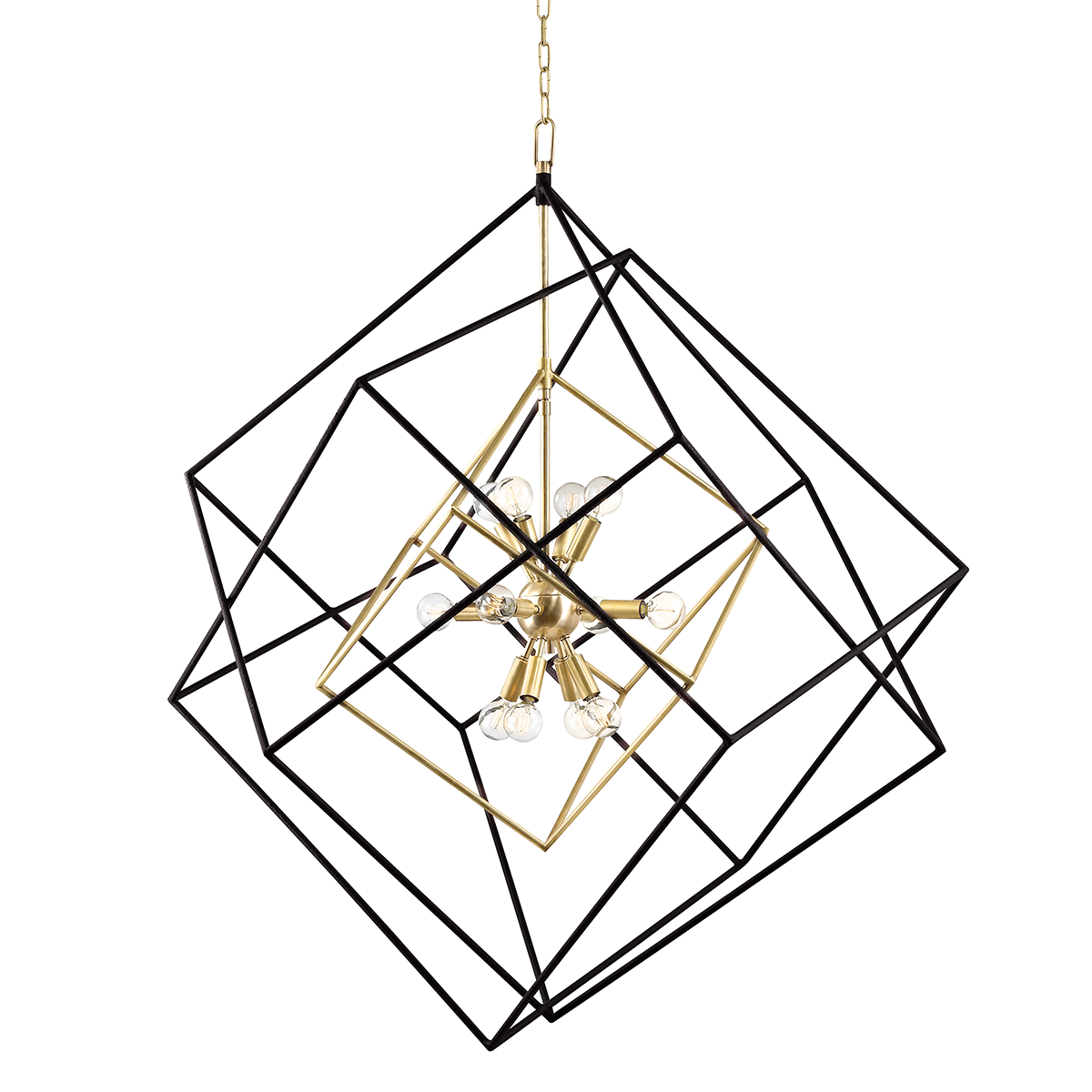 Roundout Chandelier 34" in aged brass — a Hudson Valley chandelier for dining rooms, entries, and living rooms at Laurie Yapp Home.