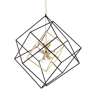 Roundout Chandelier 34" in aged brass — a Hudson Valley chandelier for dining rooms, entries, and living rooms at Laurie Yapp Home.
