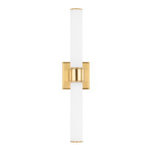 Mill Valley Bath And Vanity 4.5" x 20" in aged brass — a Hudson Valley wall sconce for bathrooms, hallways, and living rooms at Laurie Yapp Home.
