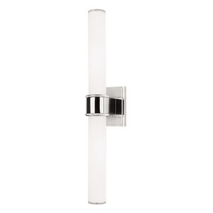 Mill Valley Bath And Vanity 4.5" x 20" in polished nickel shown from the front to reveal the arm curve and shade silhouette.