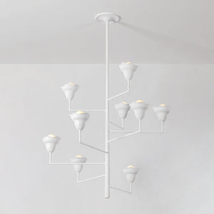 Close-up of the Alora Chandelier 44" showing the frame, arms, and shade detail.