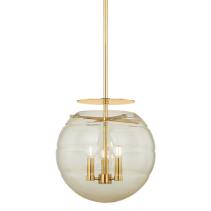 Gill Pendant 15" in aged brass — a Hudson Valley pendant for kitchens, entries, and dining rooms at Laurie Yapp Home.