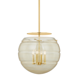 Gill Pendant 19.5" in aged brass — a Hudson Valley pendant for kitchens, entries, and dining rooms at Laurie Yapp Home.