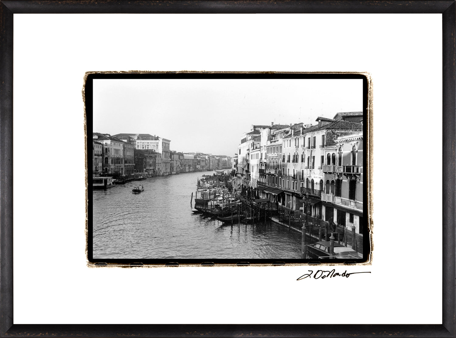 Waterways Of Venice XIII wall art featuring a black and white photo of a Venetian canal.