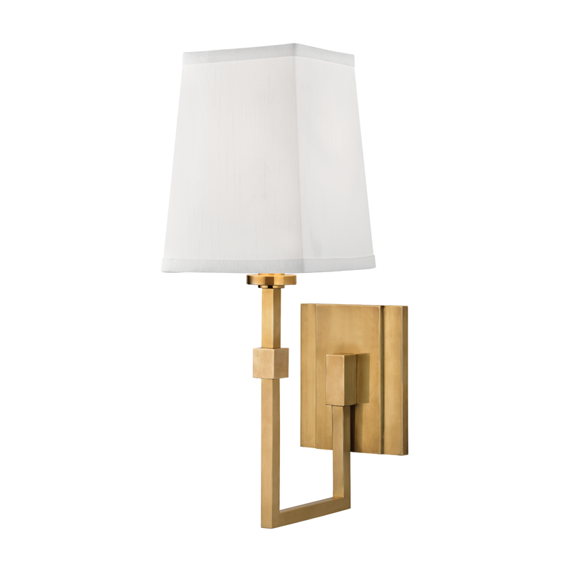 Fletcher Wall Sconce 5.25" in aged brass — a Hudson Valley wall sconce for bathrooms, hallways, and living rooms at Laurie Yapp Home.
