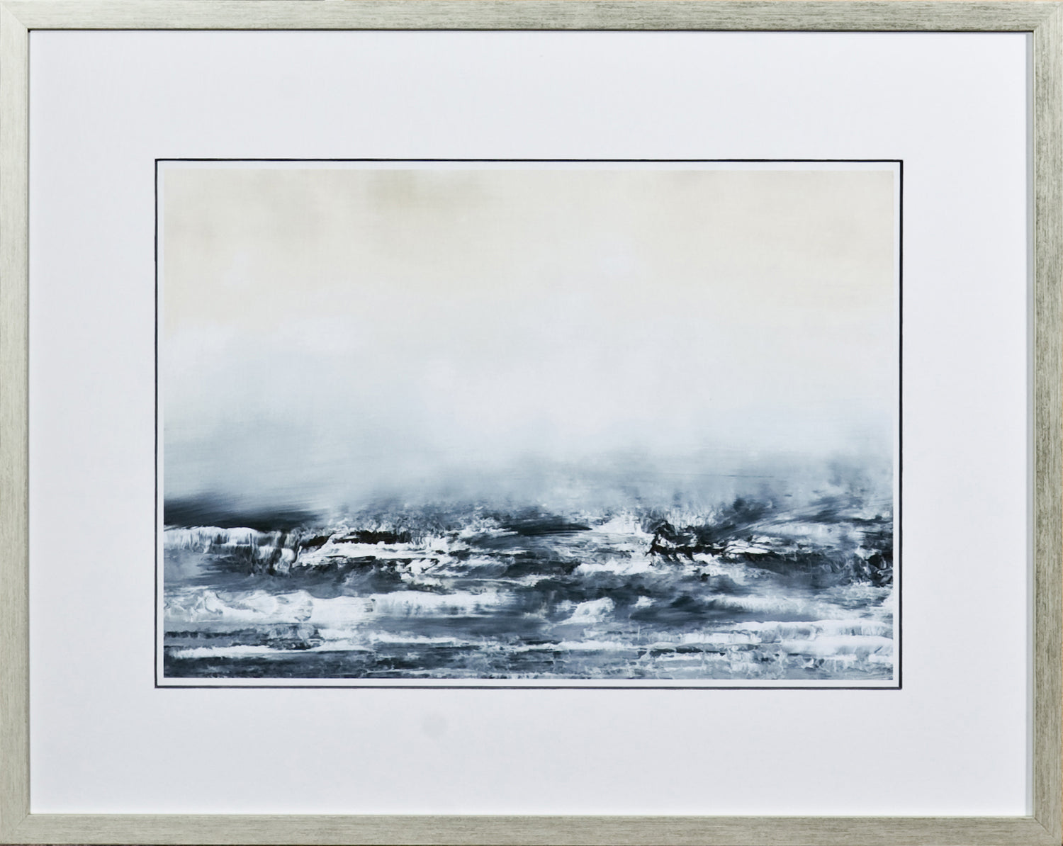 Sea View V wall art featuring abstract ocean waves in shades of blue and gray