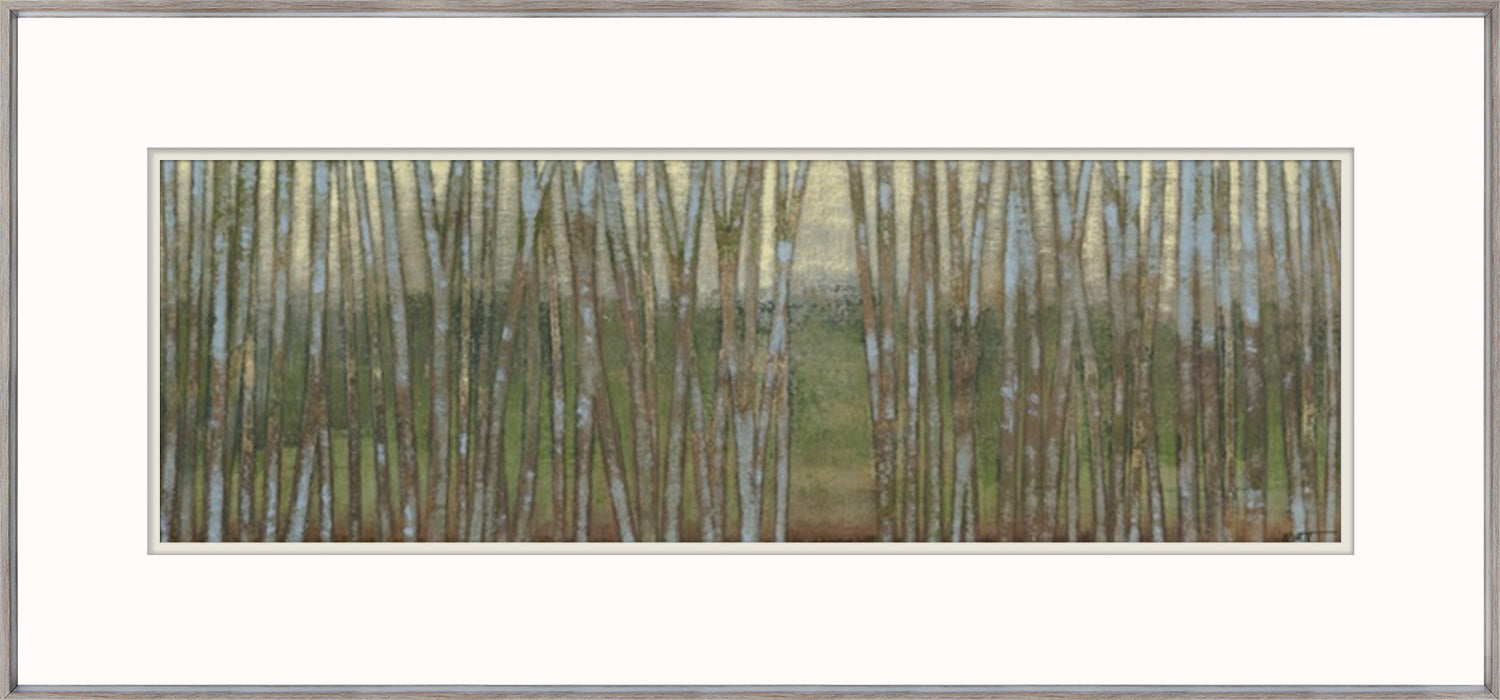 Blue Birch Forest II wall art featuring tall birch trees in soft colors