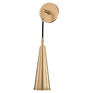 Alva Wall Sconce 4.75" in aged brass — a Hudson Valley wall sconce for bathrooms, hallways, and living rooms at Laurie Yapp Home.
