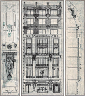 Mercier Freres – Triptych — architecture and travel fine art print in neutral tones at Laurie Yapp Home