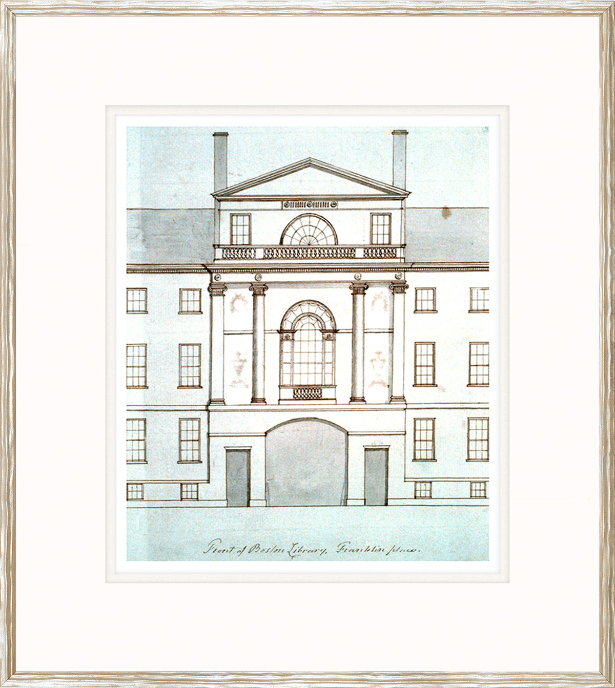 Plans – Boston Library wall art featuring a detailed architectural drawing in soft colors.
