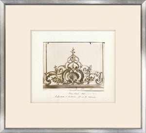 Rue De Paris – Varenne Detail #2 wall art featuring intricate metalwork design in a silver frame.