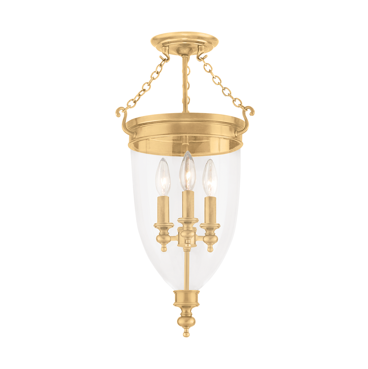 Hanover Semi Flush in aged brass — a Hudson Valley semi flush for hallways, bedrooms, and entryways at Laurie Yapp Home.
