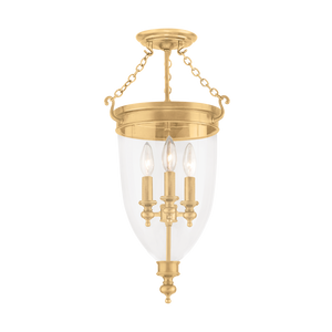 Hanover Semi Flush in aged brass — a Hudson Valley semi flush for hallways, bedrooms, and entryways at Laurie Yapp Home.