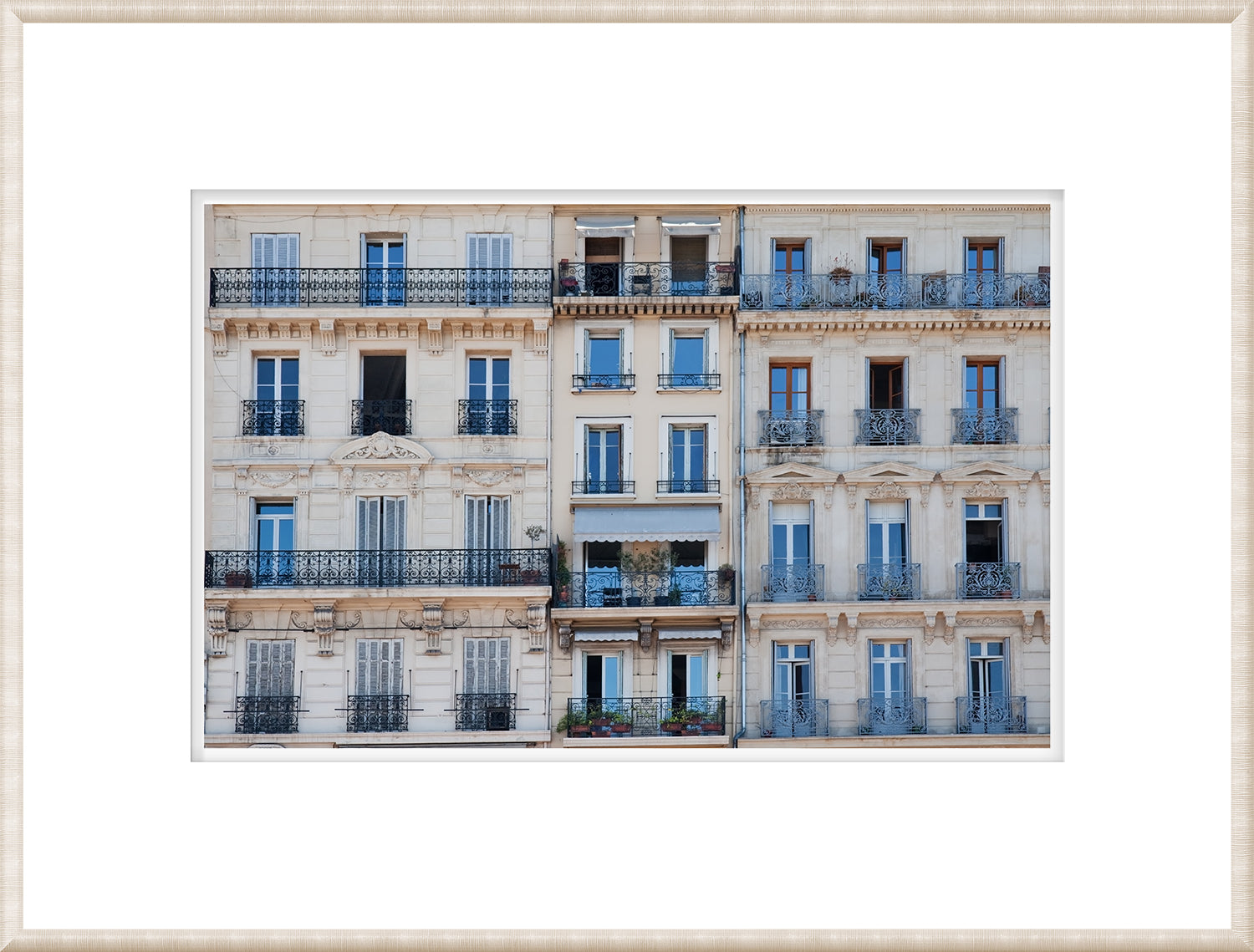 Parisian – French Windows wall art featuring a detailed view of a classic Parisian building facade